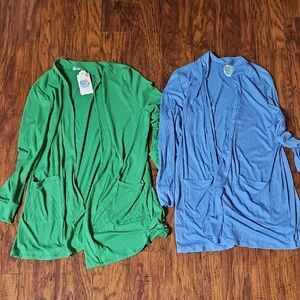 Green and Blue Open Cardigans